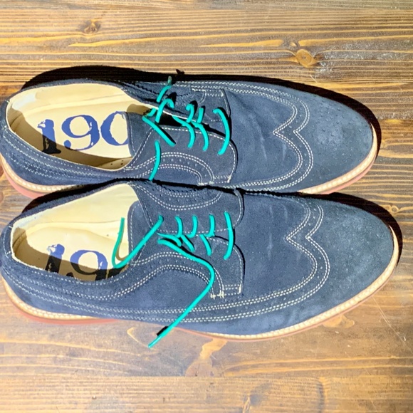 1901 Blue Suede Wingman Dress Oxfords main image 4